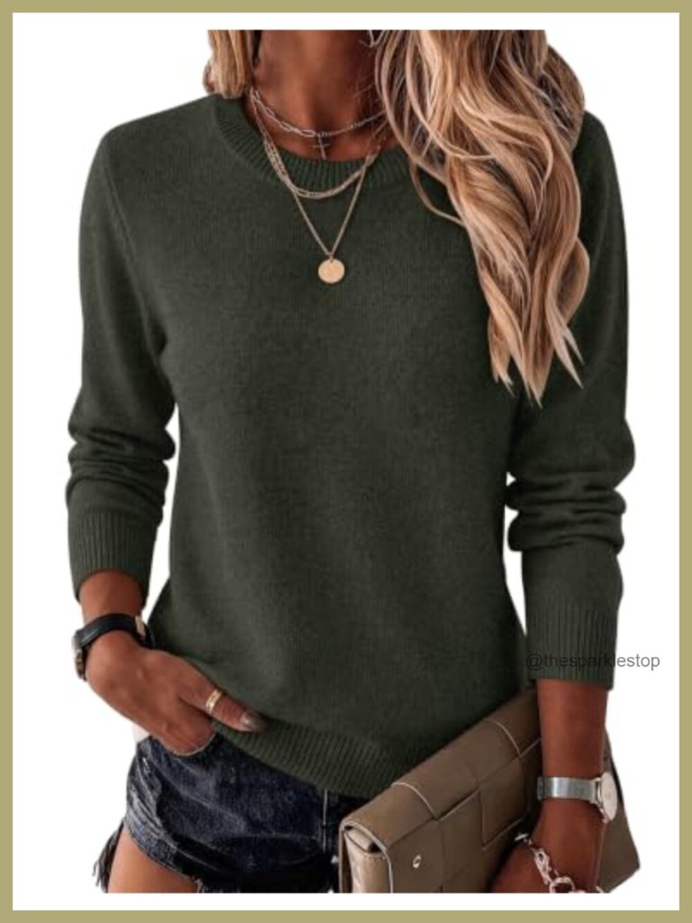 Wool Blend Crewneck Long Sleeve Pullover Sweater
